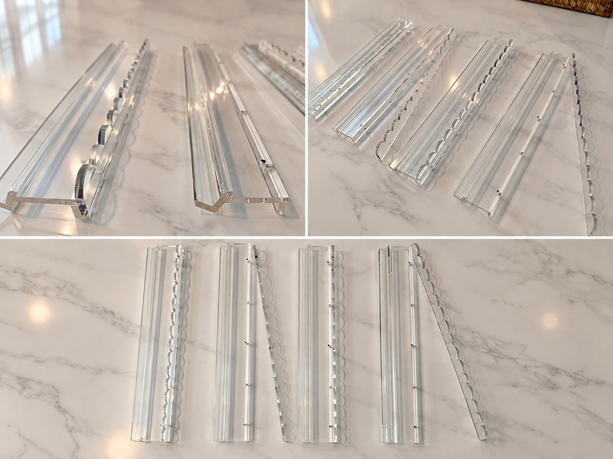 SCALLOPED LUCITE RACKS AND PUSHERS