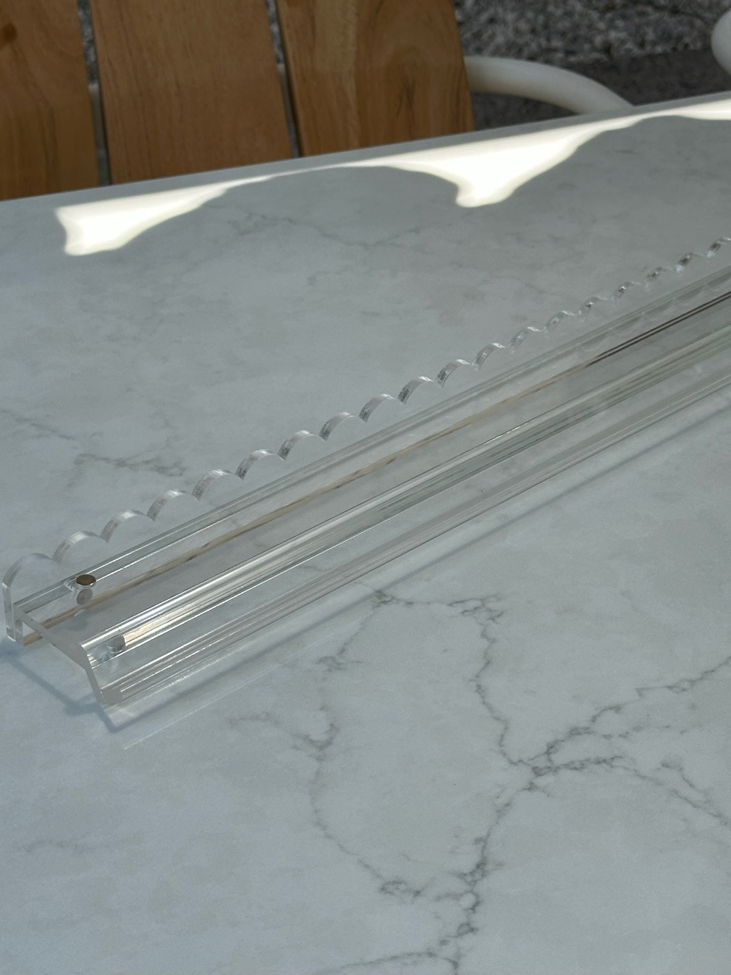 SCALLOPED LUCITE RACKS AND PUSHERS
