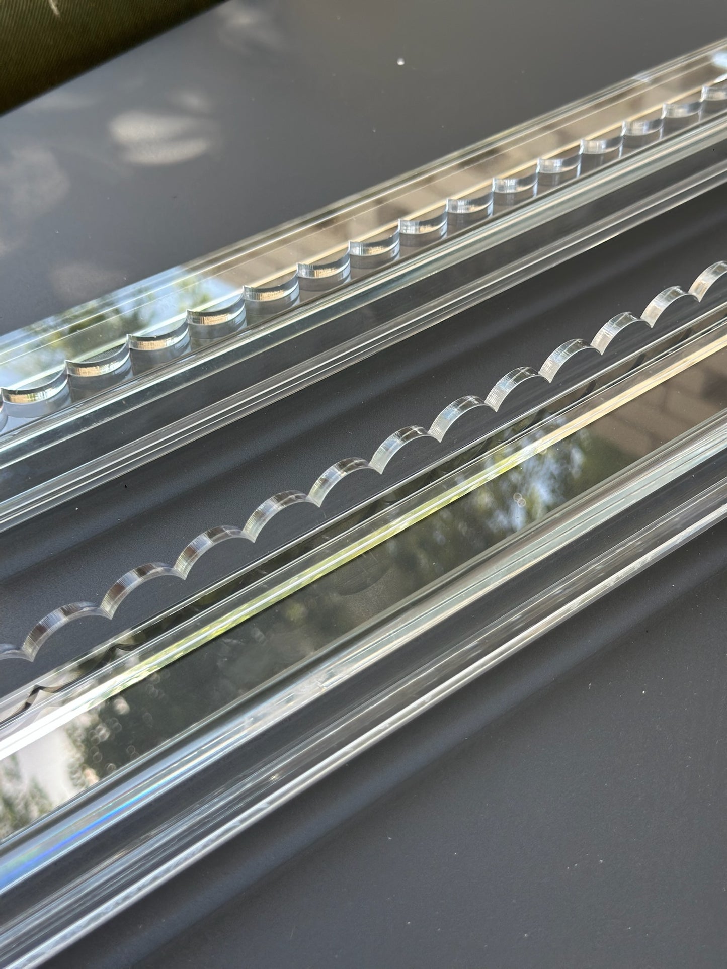 SCALLOPED LUCITE RACKS AND PUSHERS