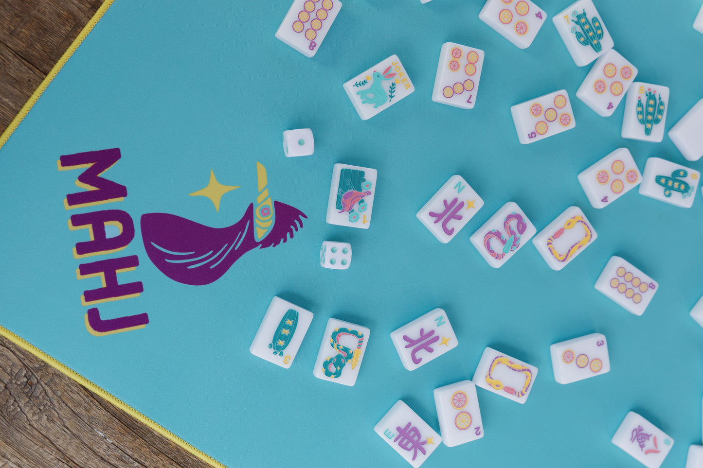 Desert Bloom Series Game Table Mat in Turquoise