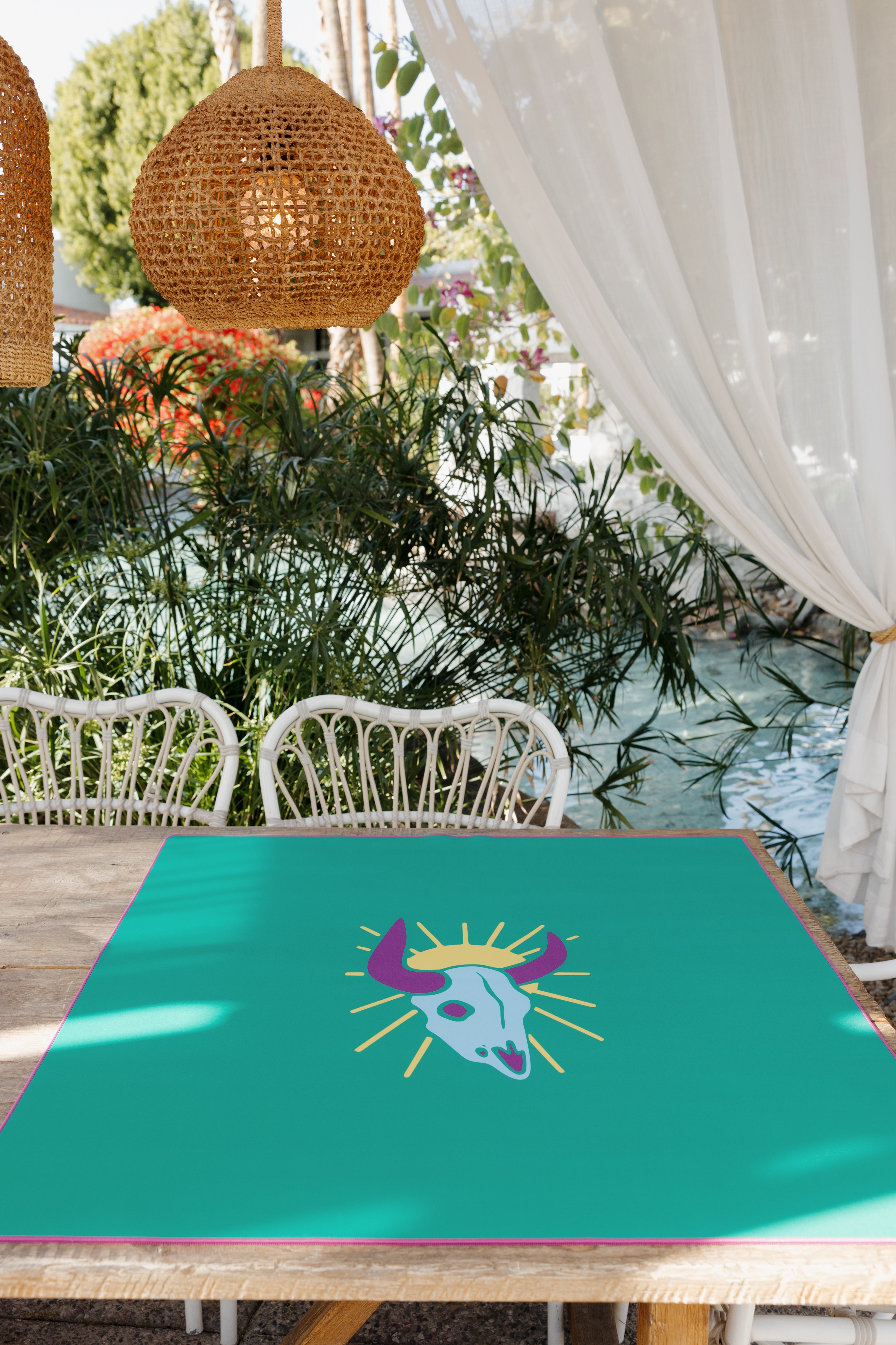 Desert Bloom Series Game Table Mat in Desert Jade