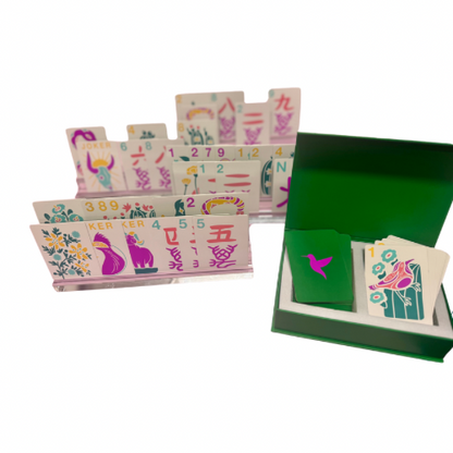 DESERT BLOOM AMERICAN MAHJONG PLAYING CARDS AND LUCITE RACKS