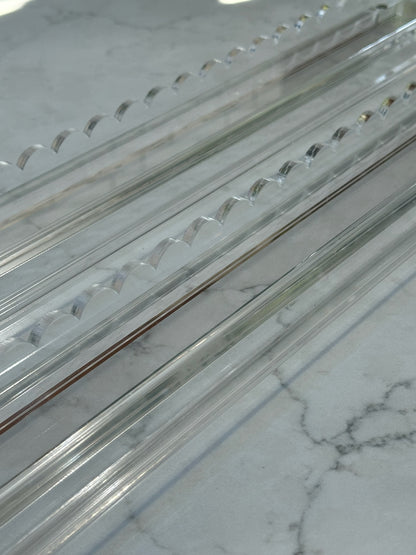 SCALLOPED LUCITE RACKS AND PUSHERS