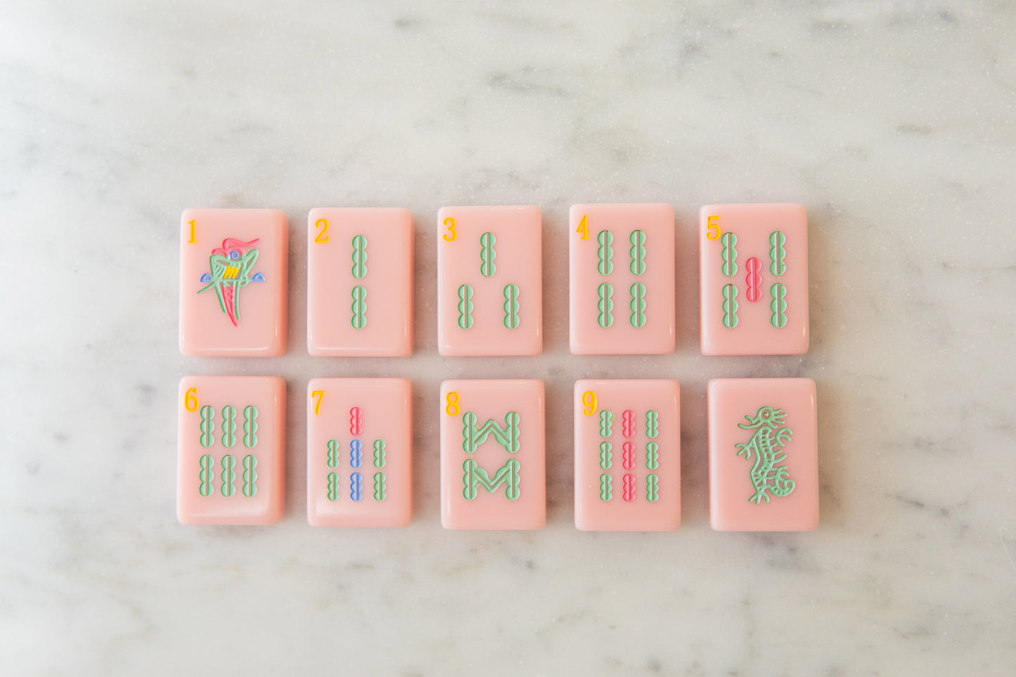 Sparrow Series American Mahjong Tile Set in Sunrise Pink