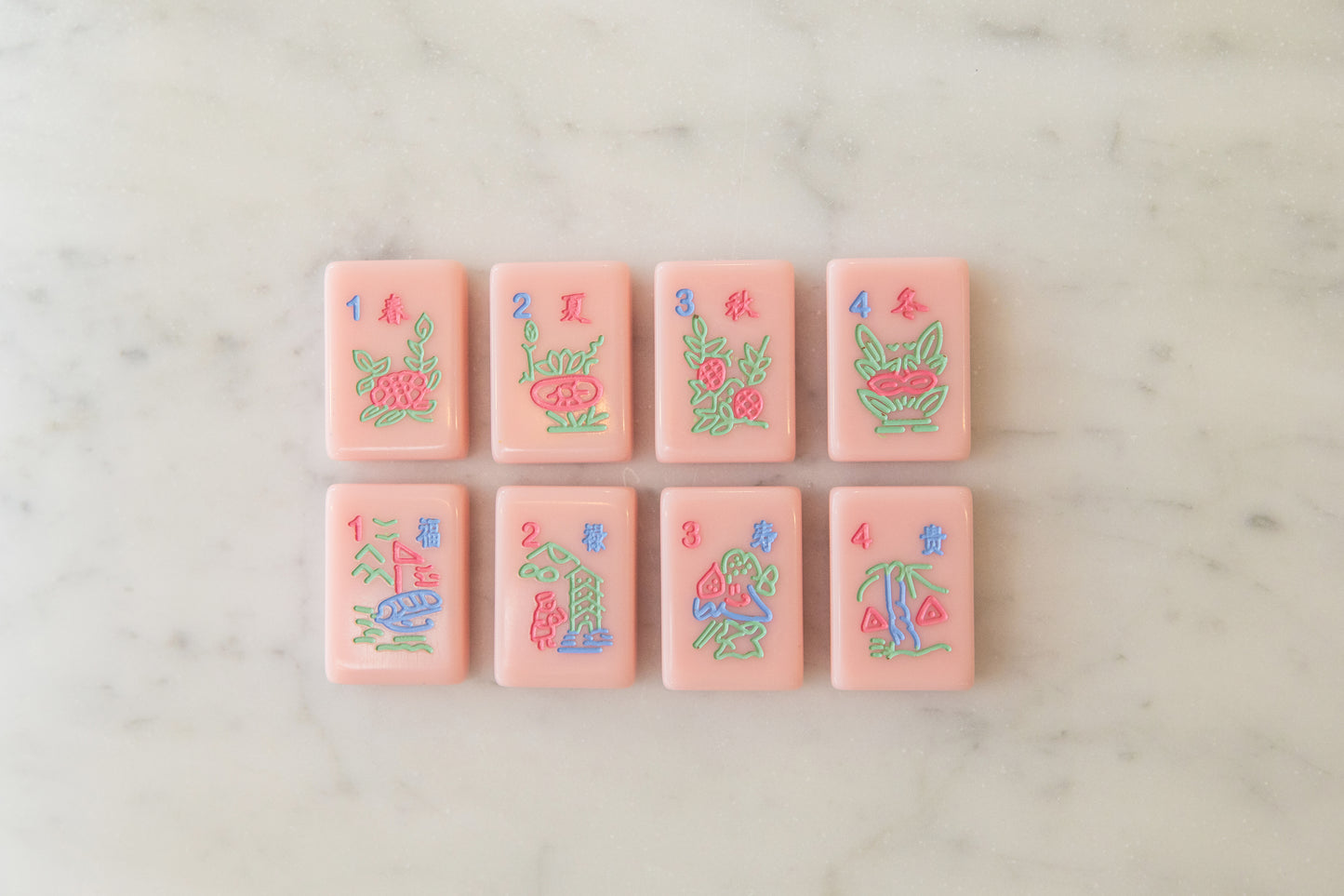 Sparrow Series American Mahjong Tile Set in Sunrise Pink
