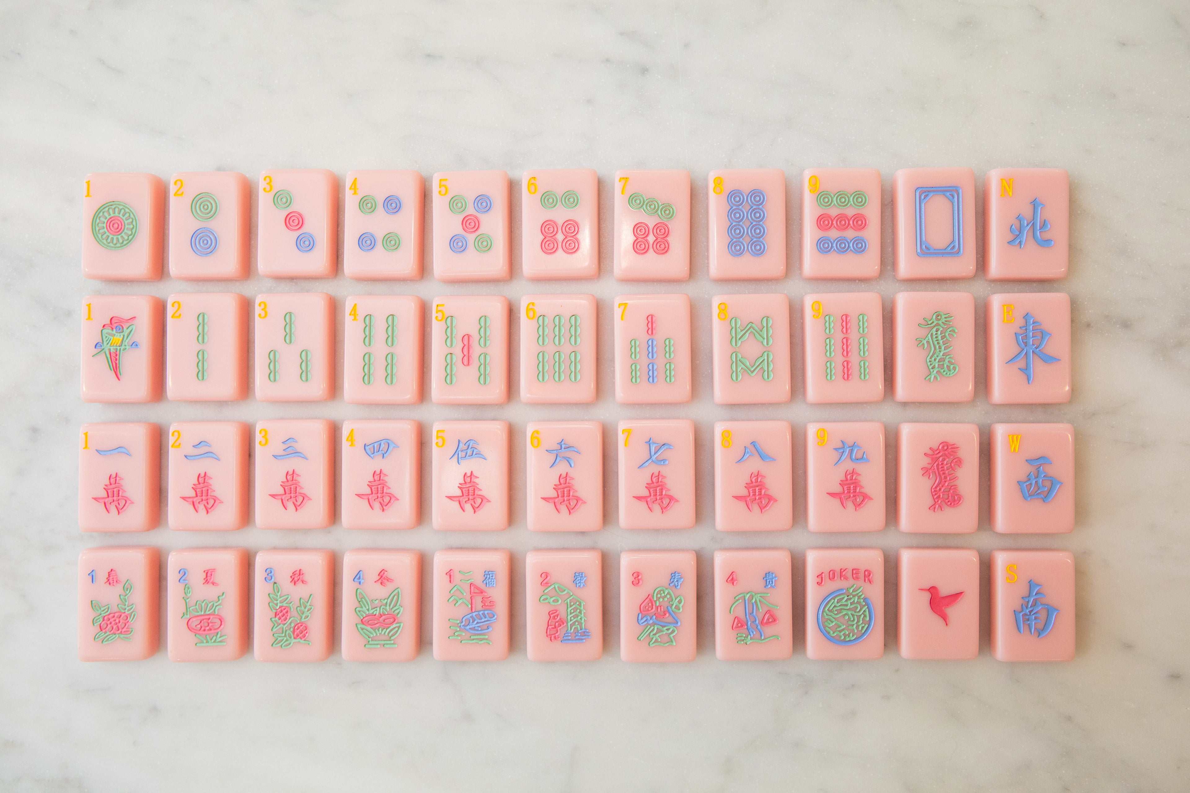 Sparrow Series American Mahjong Tile Set in Sunrise Pink