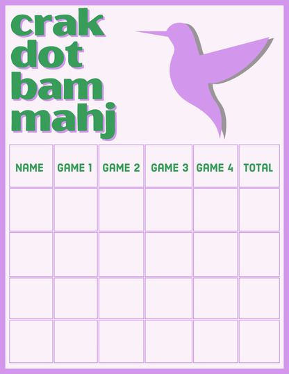 Mod Mahj Score Pad